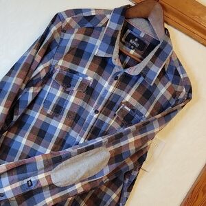 Buffalo David Bitton Blue and Brown Plaid Shirt